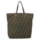 FENDI Zucca Canvas Hand Bag Black Brown Auth 171652-2
