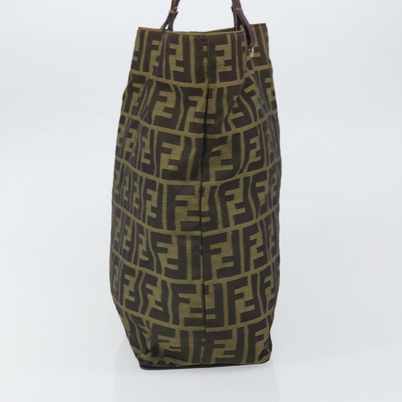 FENDI Zucca Canvas Hand Bag Black Brown Auth 171652