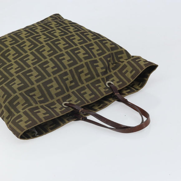 FENDI Zucca Canvas Hand Bag Black Brown Auth 171652