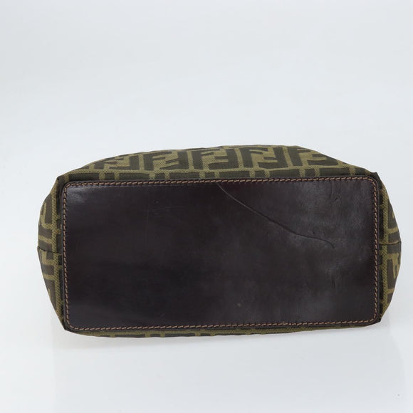 FENDI Zucca Canvas Hand Bag Black Brown Auth 171652