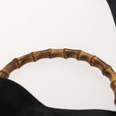 GUCCI Bamboo Shoulder Bag Suede 2way Black Gold 001 2058 1577 Auth 171654-9