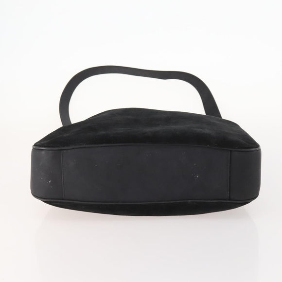 GUCCI Bamboo Shoulder Bag Suede 2way Black Gold 001 2058 1577 Auth 171654