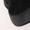 GUCCI Bamboo Shoulder Bag Suede 2way Black Gold 001 2058 1577 Auth 171654-16
