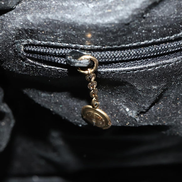 GUCCI Bamboo Shoulder Bag Suede 2way Black Gold 001 2058 1577 Auth 171654