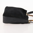 GUCCI Bamboo Shoulder Bag Suede 2way Black Gold 001 2058 1577 Auth 171654-3