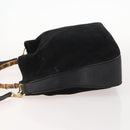 GUCCI Bamboo Shoulder Bag Suede 2way Black Gold 001 2058 1577 Auth 171654-4