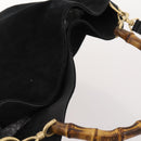 GUCCI Bamboo Shoulder Bag Suede 2way Black Gold 001 2058 1577 Auth 171654-6