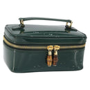 GUCCI Bamboo Vanity Pouch Lakleer Groen Goud 032 1956 0151 Auth 171655-1