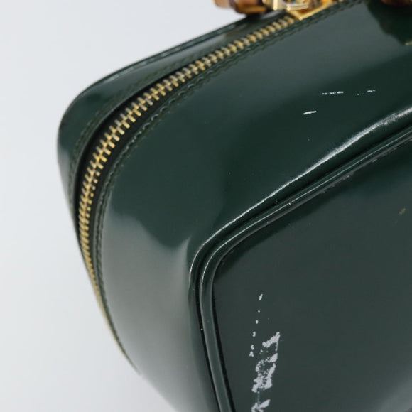 GUCCI Bamboo Vanity Pouch Lakleer Groen Goud 032 1956 0151 Auth 171655
