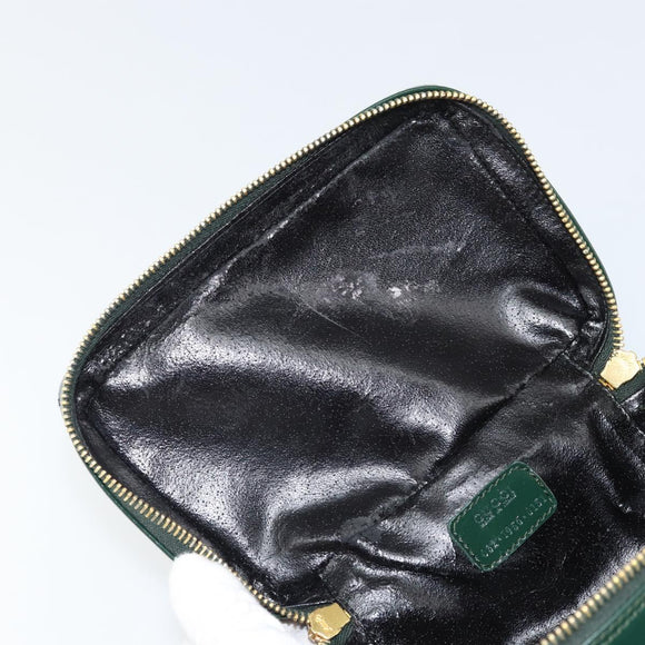 GUCCI Bamboo Vanity Pouch Lakleer Groen Goud 032 1956 0151 Auth 171655