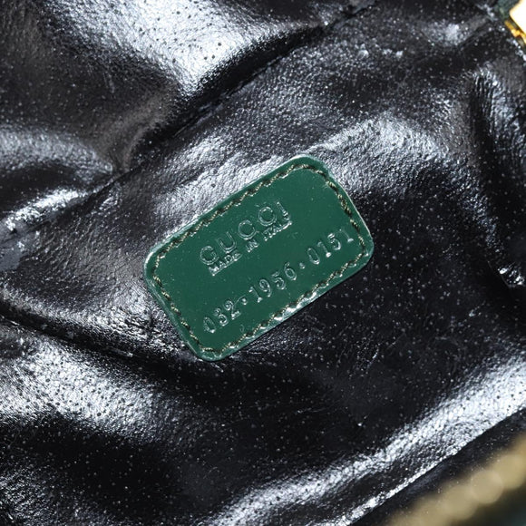 GUCCI Bamboo Vanity Pouch Lakleer Groen Goud 032 1956 0151 Auth 171655