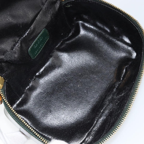 GUCCI Bamboo Vanity Pouch Lakleer Groen Goud 032 1956 0151 Auth 171655
