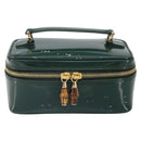 GUCCI Bamboo Vanity Pouch Lakleer Groen Goud 032 1956 0151 Auth 171655-2