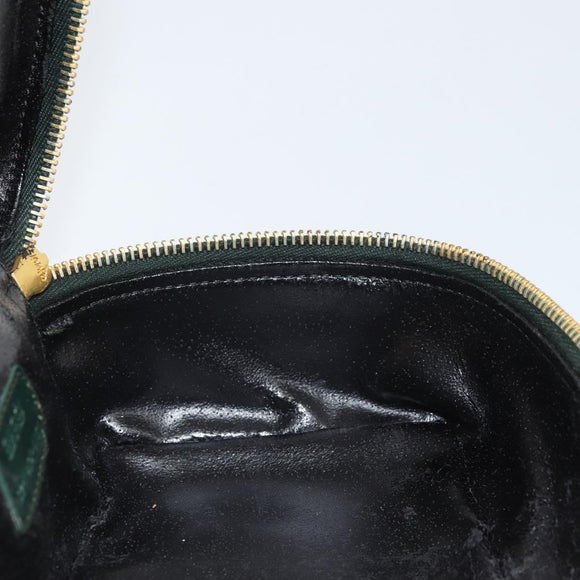 GUCCI Bamboo Vanity Pouch Lakleer Groen Goud 032 1956 0151 Auth 171655