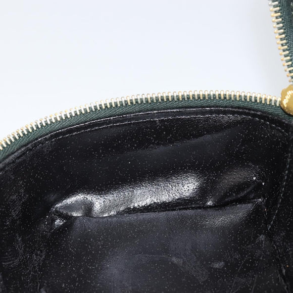 GUCCI Bamboo Vanity Pouch Lakleer Groen Goud 032 1956 0151 Auth 171655