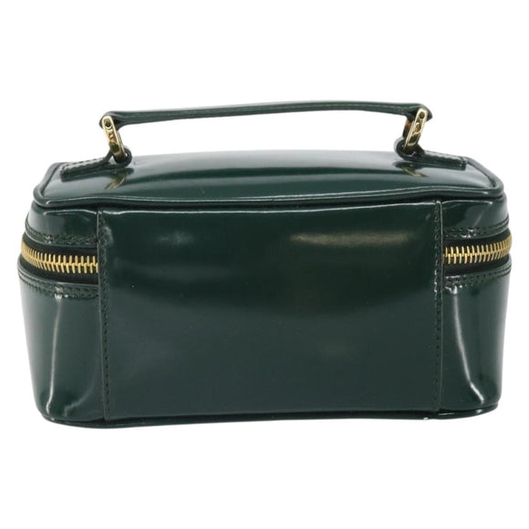 GUCCI Bamboo Vanity Pouch Lakleer Groen Goud 032 1956 0151 Auth 171655