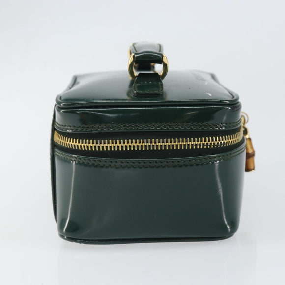 GUCCI Bamboo Vanity Pouch Lakleer Groen Goud 032 1956 0151 Auth 171655