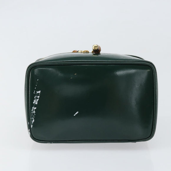 GUCCI Bamboo Vanity Pouch Lakleer Groen Goud 032 1956 0151 Auth 171655