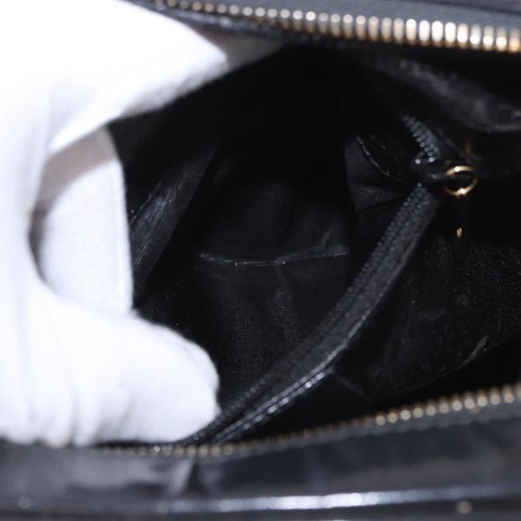GUCCI Bamboo Hand Bag Patent leather 2way Brown Gold Auth 171657