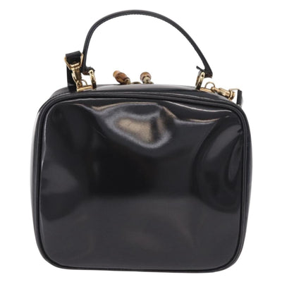 GUCCI Bamboo Hand Bag Patent leather 2way Brown Gold Auth 171657 - 0