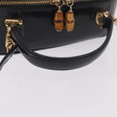 GUCCI Bamboo Hand Bag Patent leather 2way Brown Gold Auth 171657-7