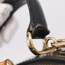 GUCCI Bamboo Hand Bag Patent leather 2way Brown Gold Auth 171657-8