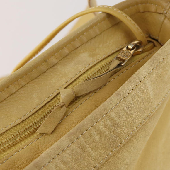 LOEWE Anagram Shoulder Bag Leather Yellow Auth 171658