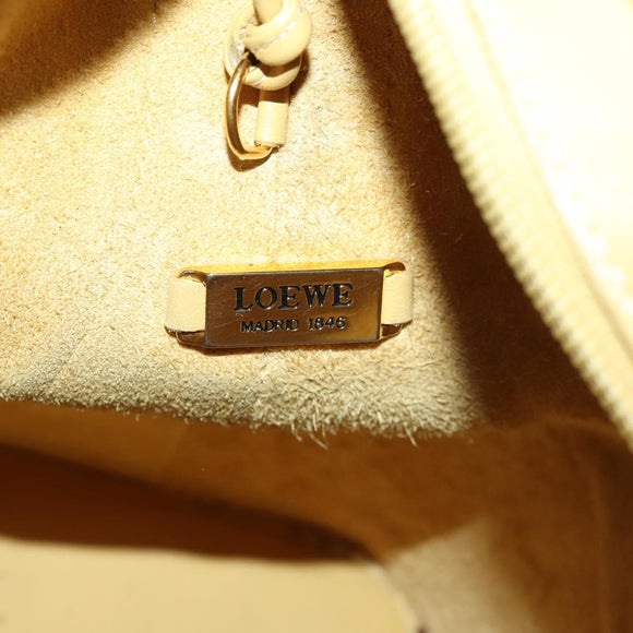 LOEWE Anagram Shoulder Bag Leather Yellow Auth 171658