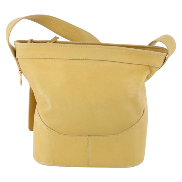 LOEWE Anagram Shoulder Bag Leather Yellow Auth 171658
