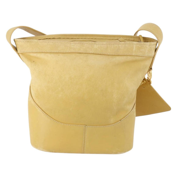 LOEWE Anagram Shoulder Bag Leather Yellow Auth 171658