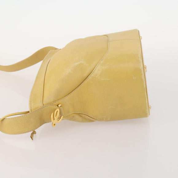 LOEWE Anagram Shoulder Bag Leather Yellow Auth 171658