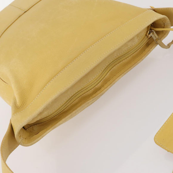 LOEWE Anagram Shoulder Bag Leather Yellow Auth 171658