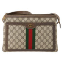 GUCCI GG Supreme Web Sherry Line Shoulder Bag PVC Beige 14 02 013 Auth 171659-2