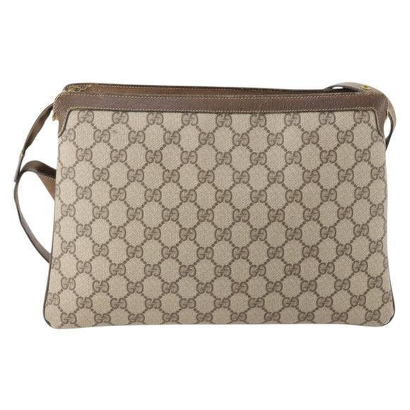 GUCCI GG Supreme Web Sherry Line Shoulder Bag PVC Beige 14 02 013 Auth 171659