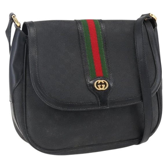 GUCCI Micro GG Supreme Web Sherry Line Bag PVC Black 001 115 0914 Auth 171663
