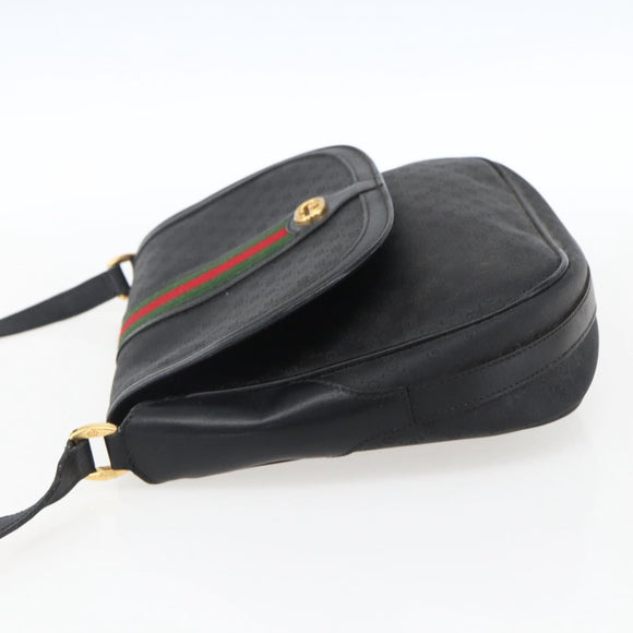 GUCCI Micro GG Supreme Web Sherry Line Bag PVC Black 001 115 0914 Auth 171663