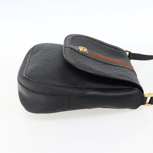 GUCCI Micro GG Supreme Web Sherry Line Bag PVC Black 001 115 0914 Auth 171663