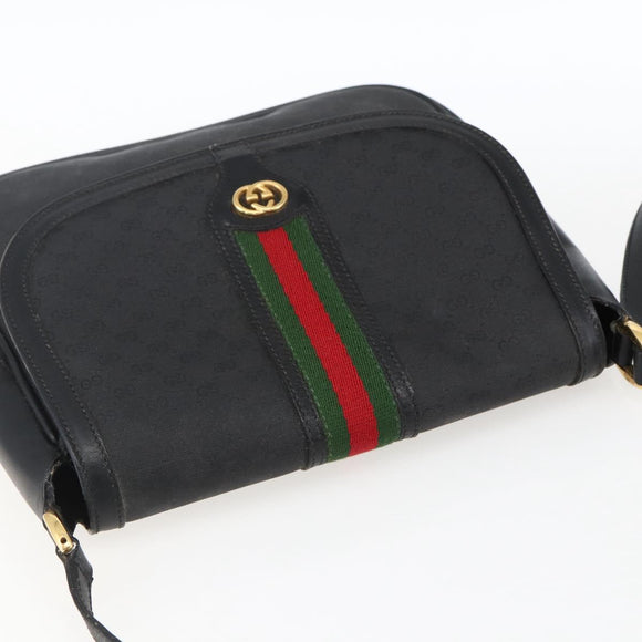 GUCCI Micro GG Supreme Web Sherry Line Bag PVC Black 001 115 0914 Auth 171663