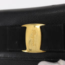 Salvatore Ferragamo Vara Ribbon Shoulder Bag Leather Gold Black Auth 171668-12