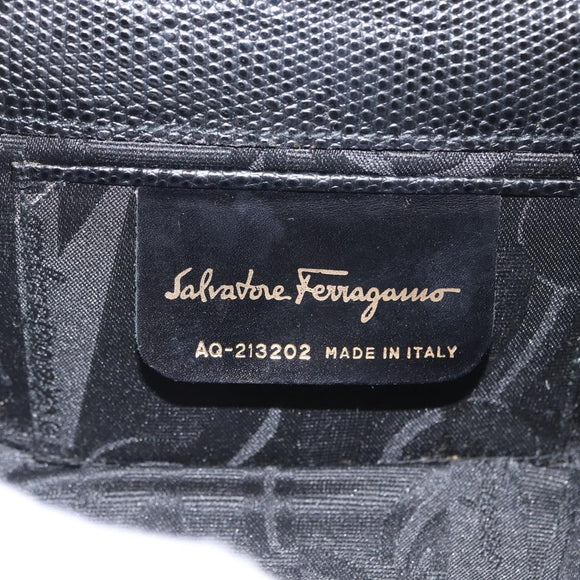 Salvatore Ferragamo Vara Ribbon Shoulder Bag Leather Gold Black Auth 171668