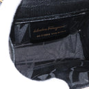 Salvatore Ferragamo Vara Ribbon Shoulder Bag Leather Gold Black Auth 171668-15
