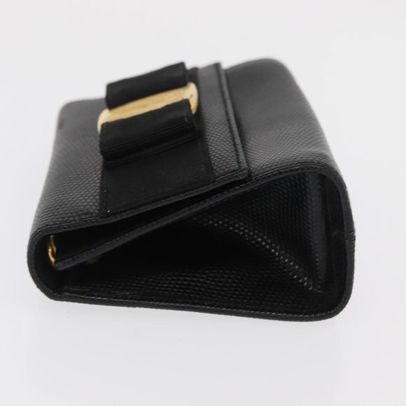 Salvatore Ferragamo Vara Ribbon Shoulder Bag Leather Gold Black Auth 171668