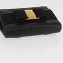 Salvatore Ferragamo Vara Ribbon Shoulder Bag Leather Gold Black Auth 171668-6