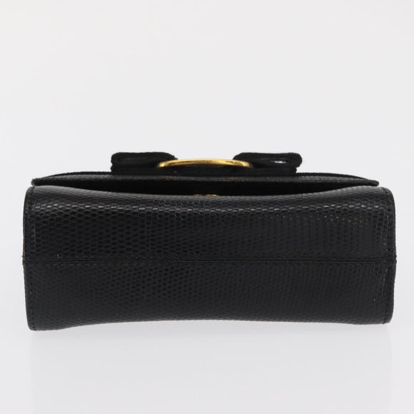 Salvatore Ferragamo Vara Ribbon Shoulder Bag Leather Gold Black Auth 171668