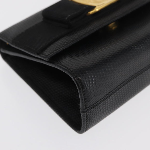 Salvatore Ferragamo Vara Ribbon Shoulder Bag Leather Gold Black Auth 171668