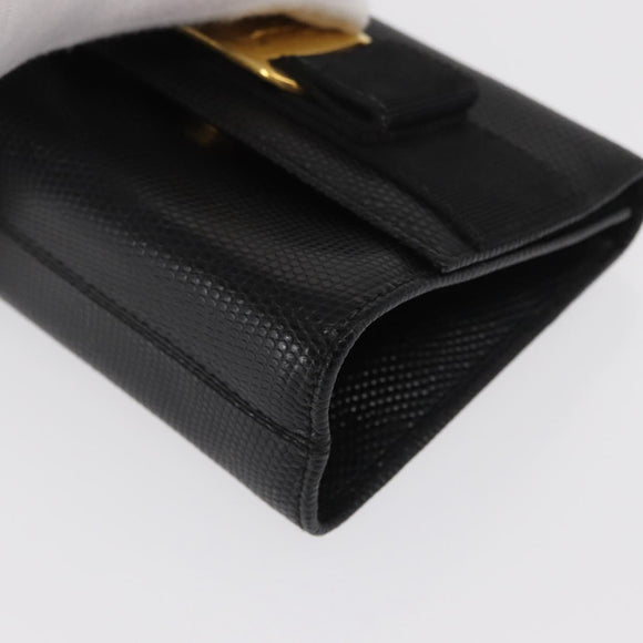 Salvatore Ferragamo Vara Ribbon Shoulder Bag Leather Gold Black Auth 171668