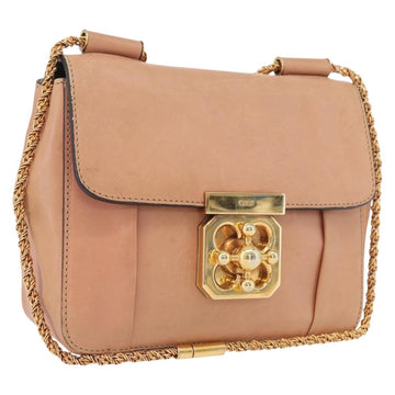 Chloe Chain Elsie Shoulder Bag Leather Pink Gold Auth 171670