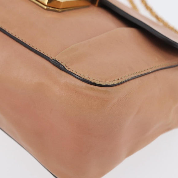 Chloe Chain Elsie Shoulder Bag Leather Pink Gold Auth 171670