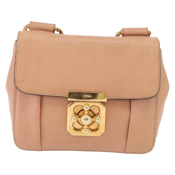 Chloe Chain Elsie Shoulder Bag Leather Pink Gold Auth 171670