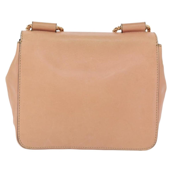 Chloe Chain Elsie Shoulder Bag Leather Pink Gold Auth 171670